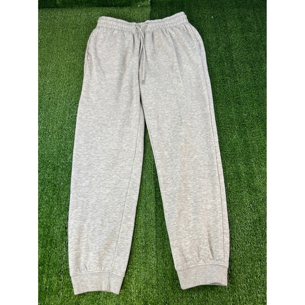 H&M Mens Regular Fit Jogger Sweatpants Gray Heather Fleece Drawstring Size MD